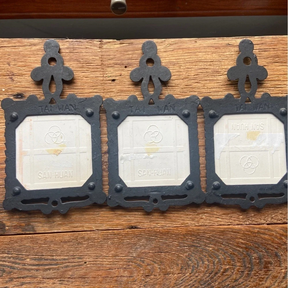 Set of 3 Vintage FORD Auto Car Cast Iron Trivets and Ceramic Tile Small Coasters
